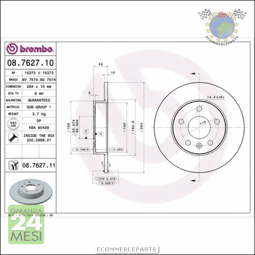 Kit Dischi e Pastiglie freno Ant Brembo OPEL ZAFIRA B ZAFIRA A MERIVA B