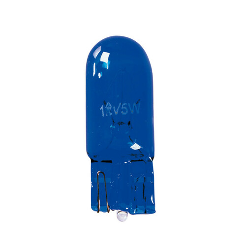 LE0R 12V Blue Dyed Glass Lampada Zoccolo Vetro - (W5w) - 5W - W2 1X9 5D - 2 Pz -