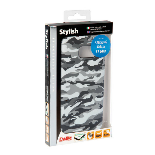 LNV2 Stylish Cover Gommata Sottile - Samsung Galaxy S7 Edge - Grey Camo