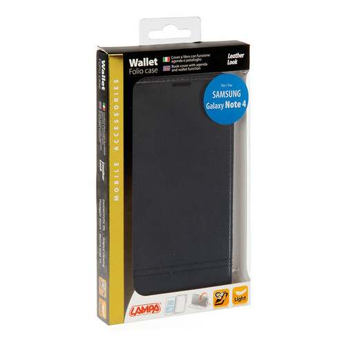 LNXD Wallet Folio Case Cover A Libro - Samsung Galaxy Note 4 - Nero